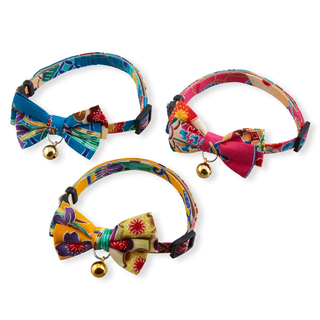 Necoichi Yukata Bow Tie Cat Collar Pink