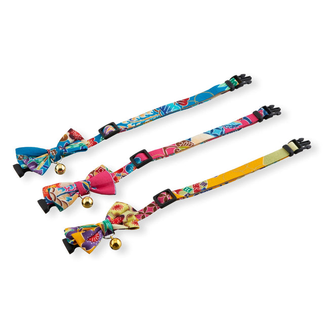 Necoichi Yukata Bow Tie Cat Collar Pink