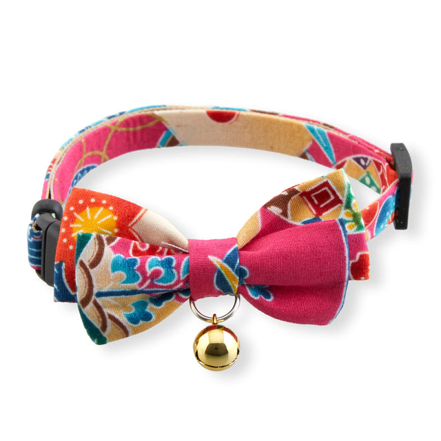 Necoichi Yukata Bow Tie Cat Collar Pink