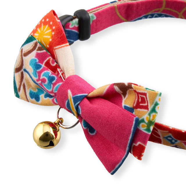 Necoichi Yukata Bow Tie Cat Collar Pink