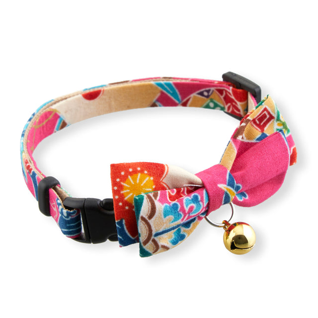 Necoichi Yukata Bow Tie Cat Collar Pink