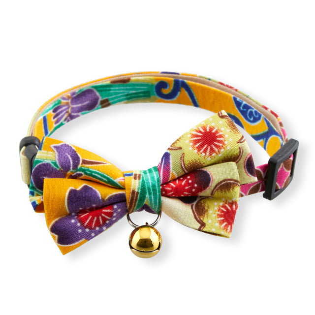 Necoichi Yukata Bow Tie Cat Collar Yellow