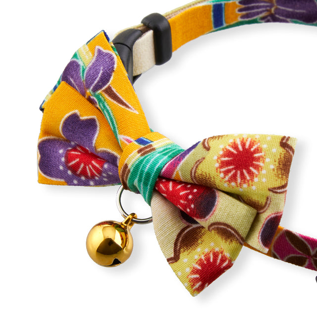 Necoichi Yukata Bow Tie Cat Collar Yellow