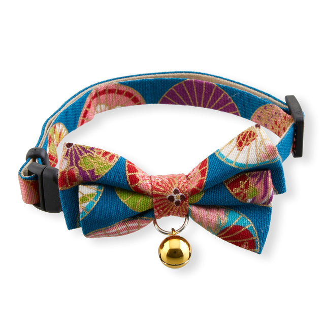 Necoichi Temari Bow Tie Cat Collar Blue