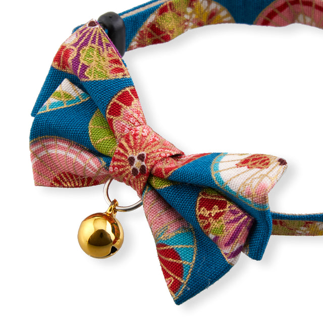 Necoichi Temari Bow Tie Cat Collar Blue