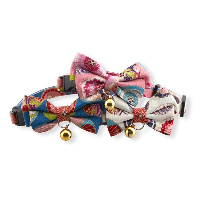 Necoichi Temari Bow Tie Cat Collar Blue