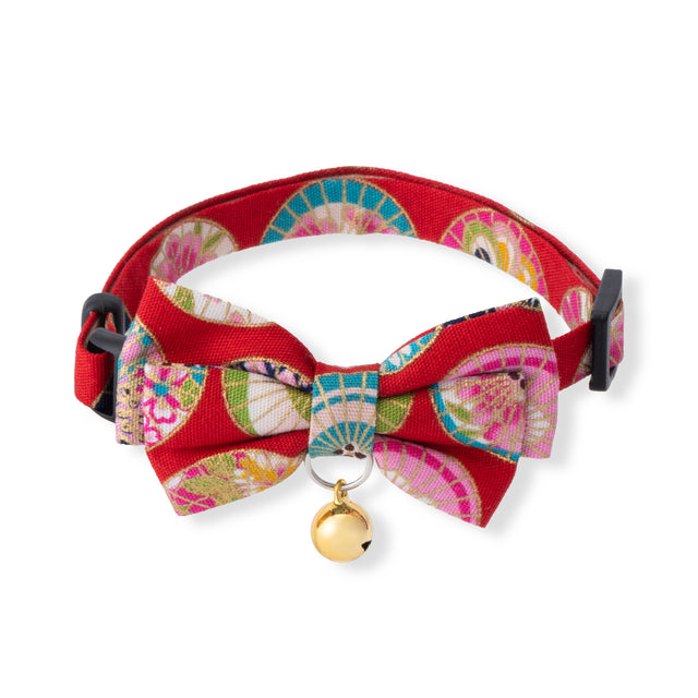 Necoichi Temari Bow Tie Cat Collar Red