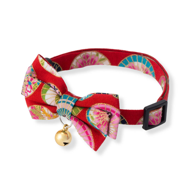 Necoichi Temari Bow Tie Cat Collar Red