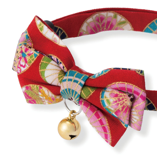 Necoichi Temari Bow Tie Cat Collar Red