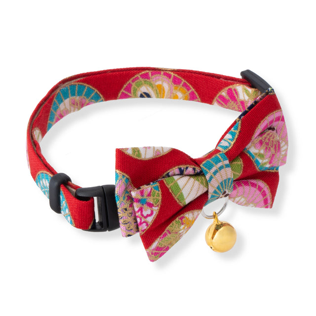 Necoichi Temari Bow Tie Cat Collar Red