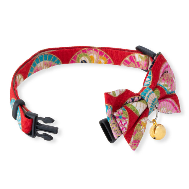 Necoichi Temari Bow Tie Cat Collar Red