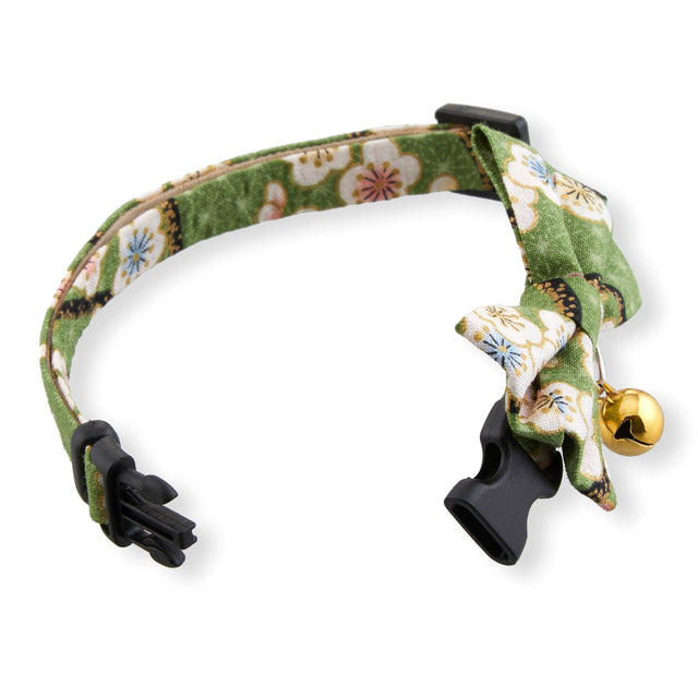 Necoichi Hanami Bow Tie Cat Collar Green