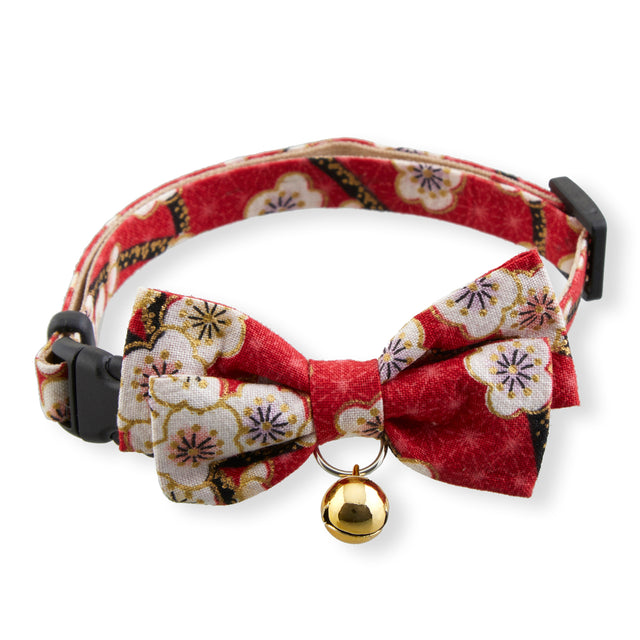 Necoichi Hanami Bow Tie Cat Collar Red