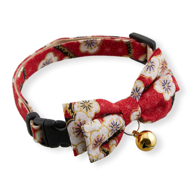 Necoichi Hanami Bow Tie Cat Collar Red