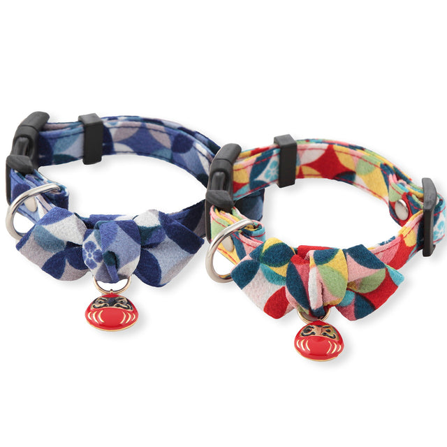 Necoichi Daruma Charm Bow Tie Dog Collar Red