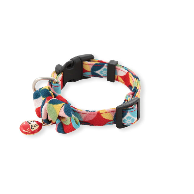 Necoichi Daruma Charm Bow Tie Dog Collar Red
