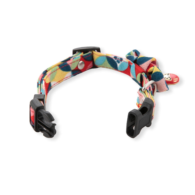 Necoichi Daruma Charm Bow Tie Dog Collar Red