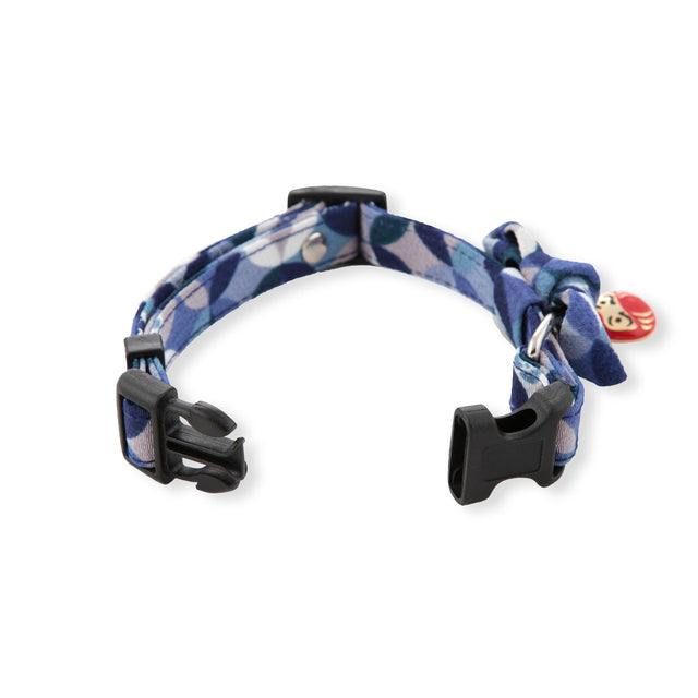 Necoichi Daruma Charm Bow Tie Dog Collar Blue