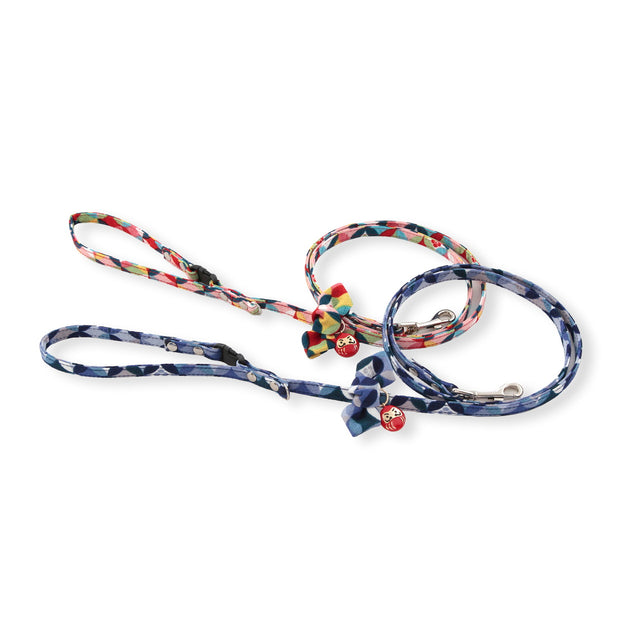 Necoichi Daruma Charm Bow Tie Dog Leash Red