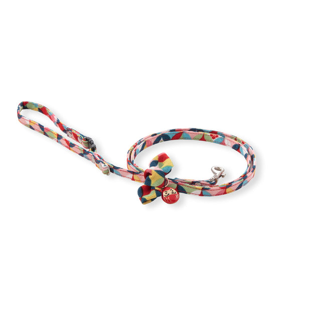 Necoichi Daruma Charm Bow Tie Dog Leash Red