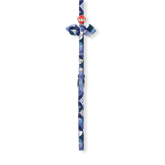 Necoichi Daruma Charm Bow Tie Dog Leash Blue