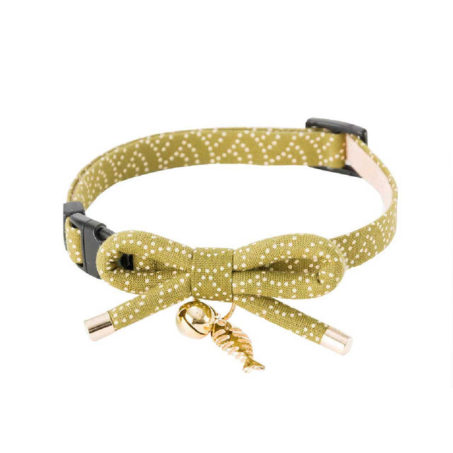 Necoichi ZEN Fish Charm Cat Collar Green