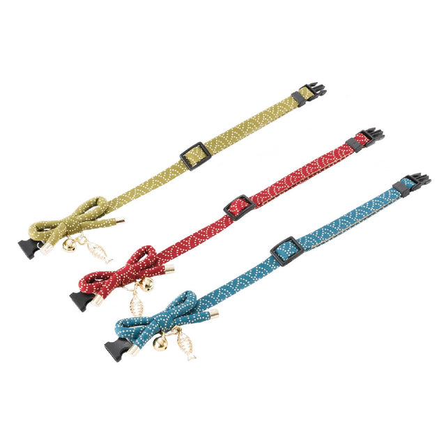 Necoichi ZEN Fish Charm Cat Collar Green