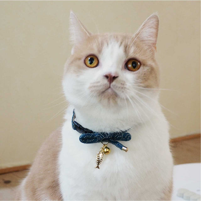 Necoichi ZEN Fish Charm Cat Collar Blue