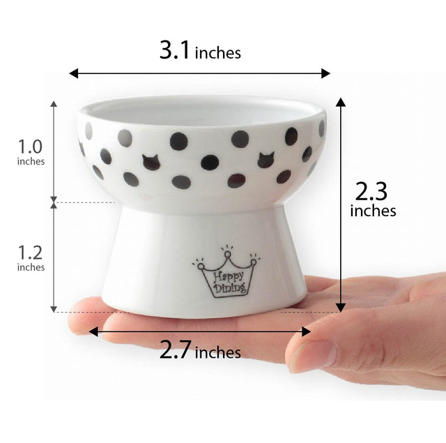 Necoichi Raised Cat Food Bowl Mini (Cat Dots)