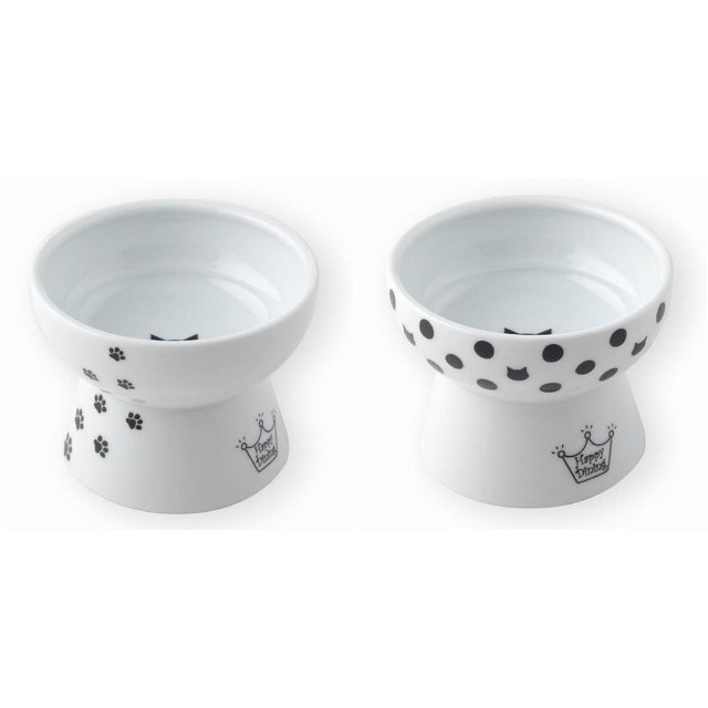 Necoichi Raised Cat Food Bowl Mini (Cat Dots)