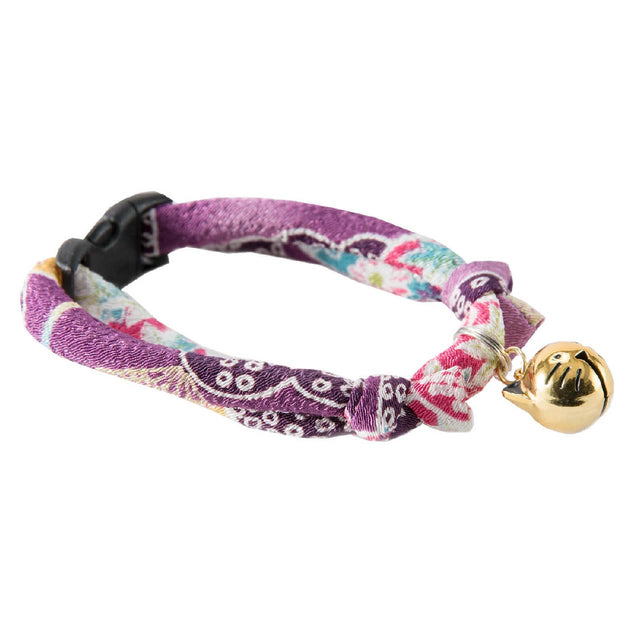Necoichi Chirimen Hanabi Fireworks Cat Collar Purple