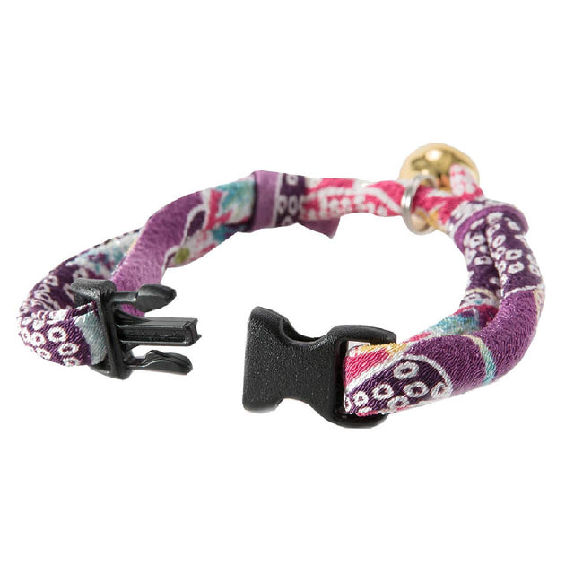 Necoichi Chirimen Hanabi Fireworks Cat Collar Purple