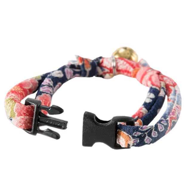 Necoichi Chirimen Hanabi Fireworks Cat Collar Navy