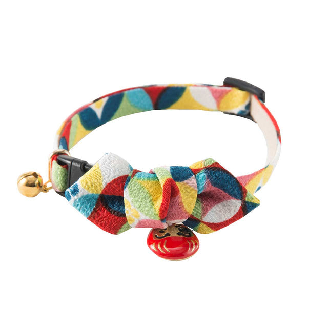 Necoichi Daruma Charm Bow Tie Cat Collar Red