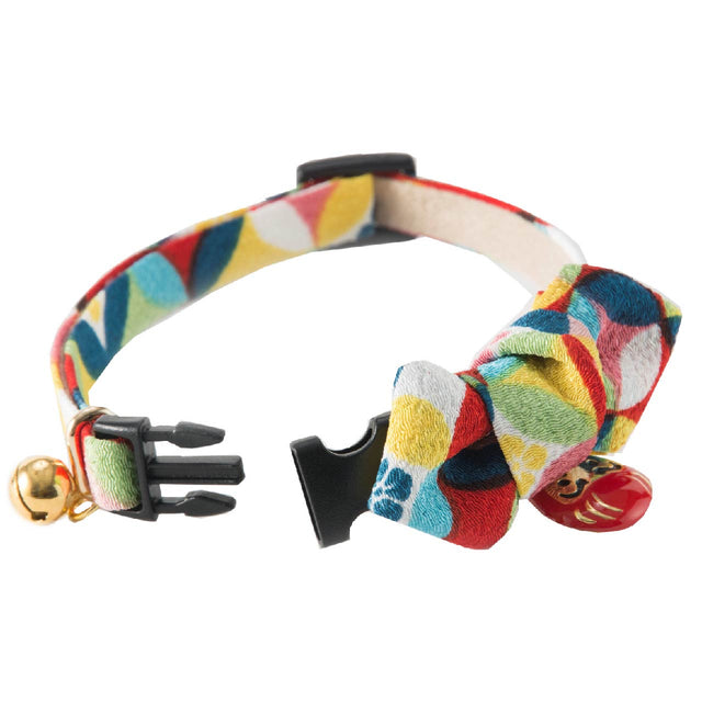 Necoichi Daruma Charm Bow Tie Cat Collar Red