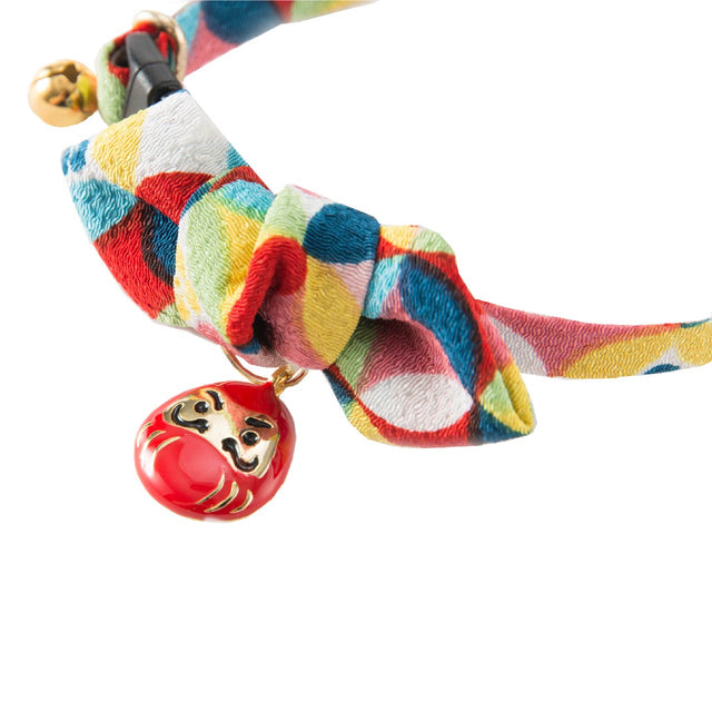 Necoichi Daruma Charm Bow Tie Cat Collar Red
