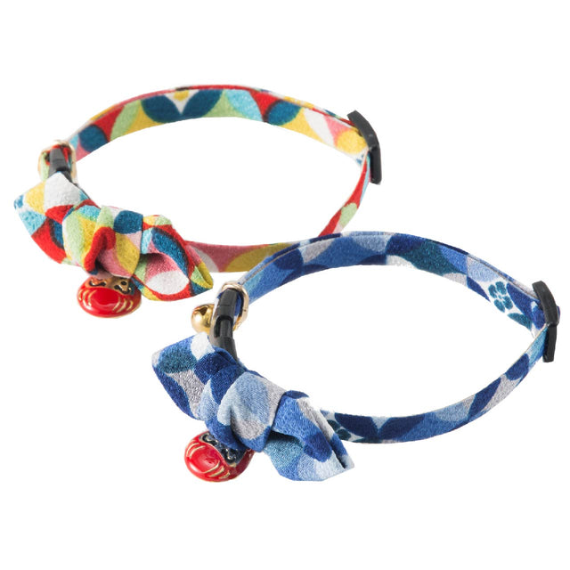 Necoichi Daruma Charm Bow Tie Cat Collar Red