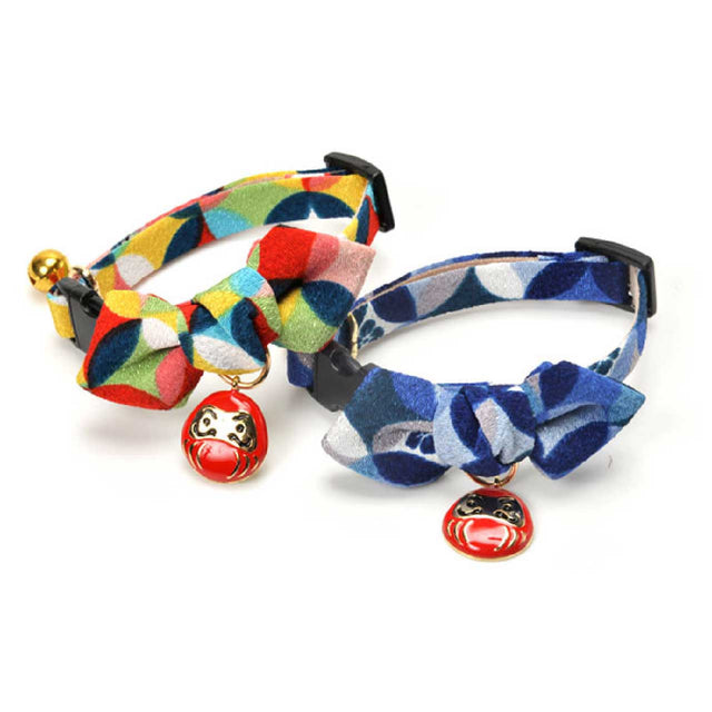 Necoichi Daruma Charm Bow Tie Cat Collar Red