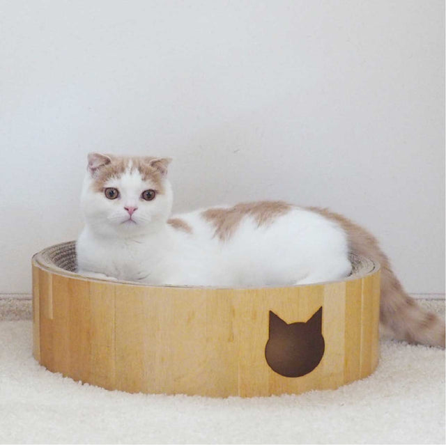 Necoichi Cozy Cat Scratcher Bowl Oak