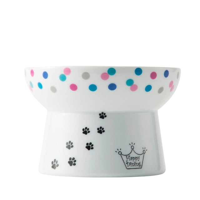 Necoichi Raised Cat Food Bowl (Colourful Dots)
