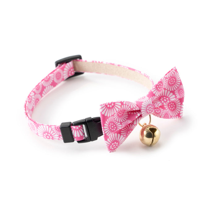 Necoichi Kiku Ribbon Bow Tie Cat Collar Pink