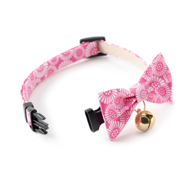 Necoichi Kiku Ribbon Bow Tie Cat Collar Pink