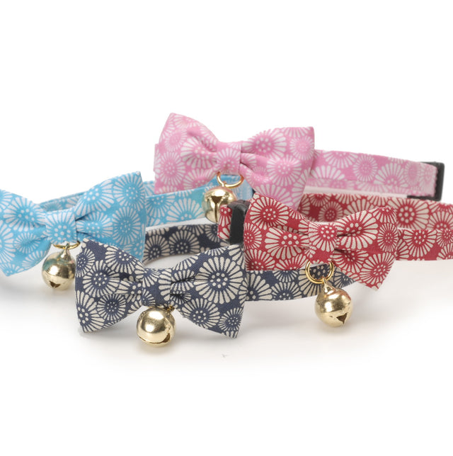 Necoichi Kiku Ribbon Bow Tie Cat Collar Pink