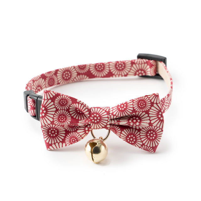 Necoichi Kiku Ribbon Bow Tie Cat Collar Red