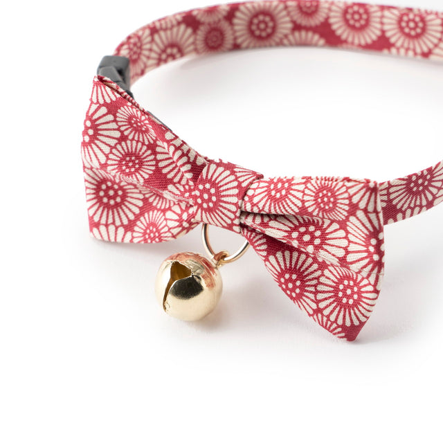 Necoichi Kiku Ribbon Bow Tie Cat Collar Red