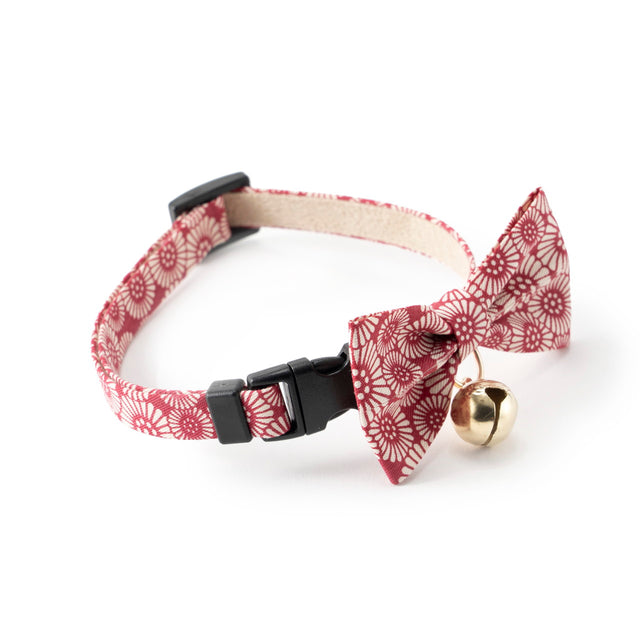 Necoichi Kiku Ribbon Bow Tie Cat Collar Red