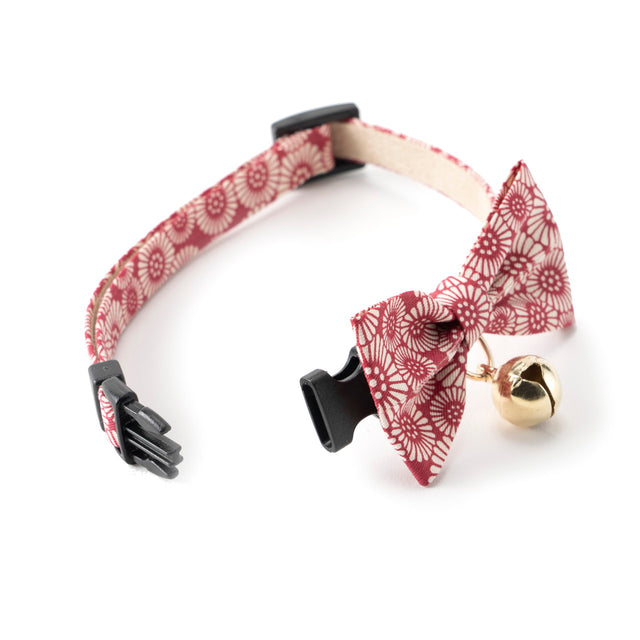 Necoichi Kiku Ribbon Bow Tie Cat Collar Red