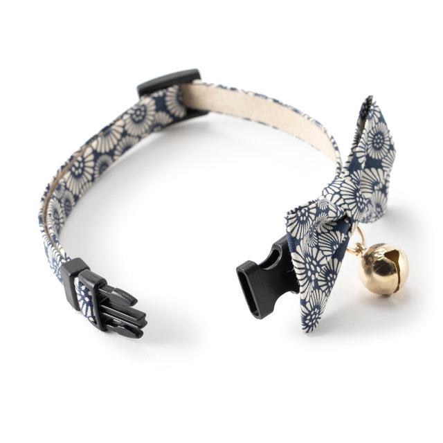 Necoichi Kiku Ribbon Bow Tie Cat Collar Navy