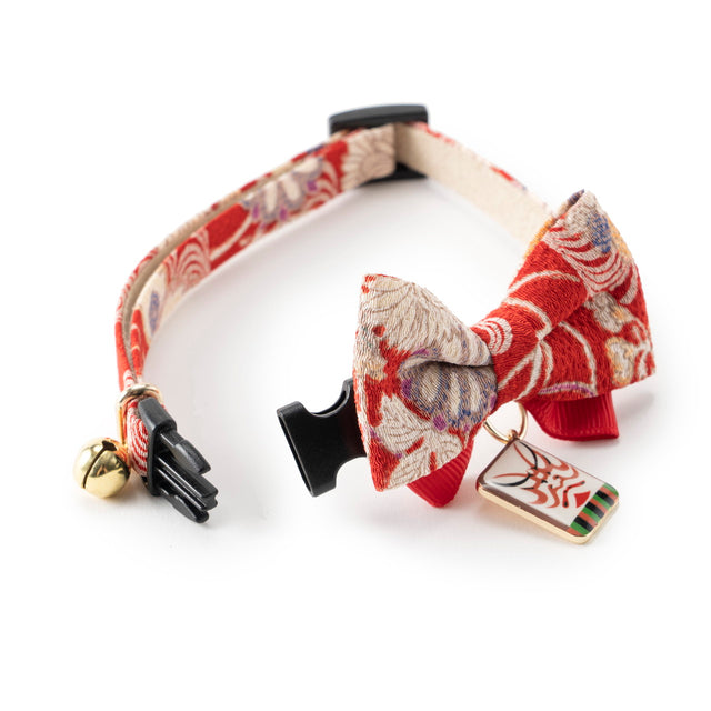 Necoichi Kabuki Charm Bow Tie Cat Collar Red