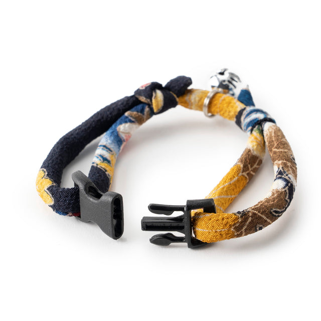 Necoichi Chirimen Hanabi Fireworks Cat Collar Midnight Blue